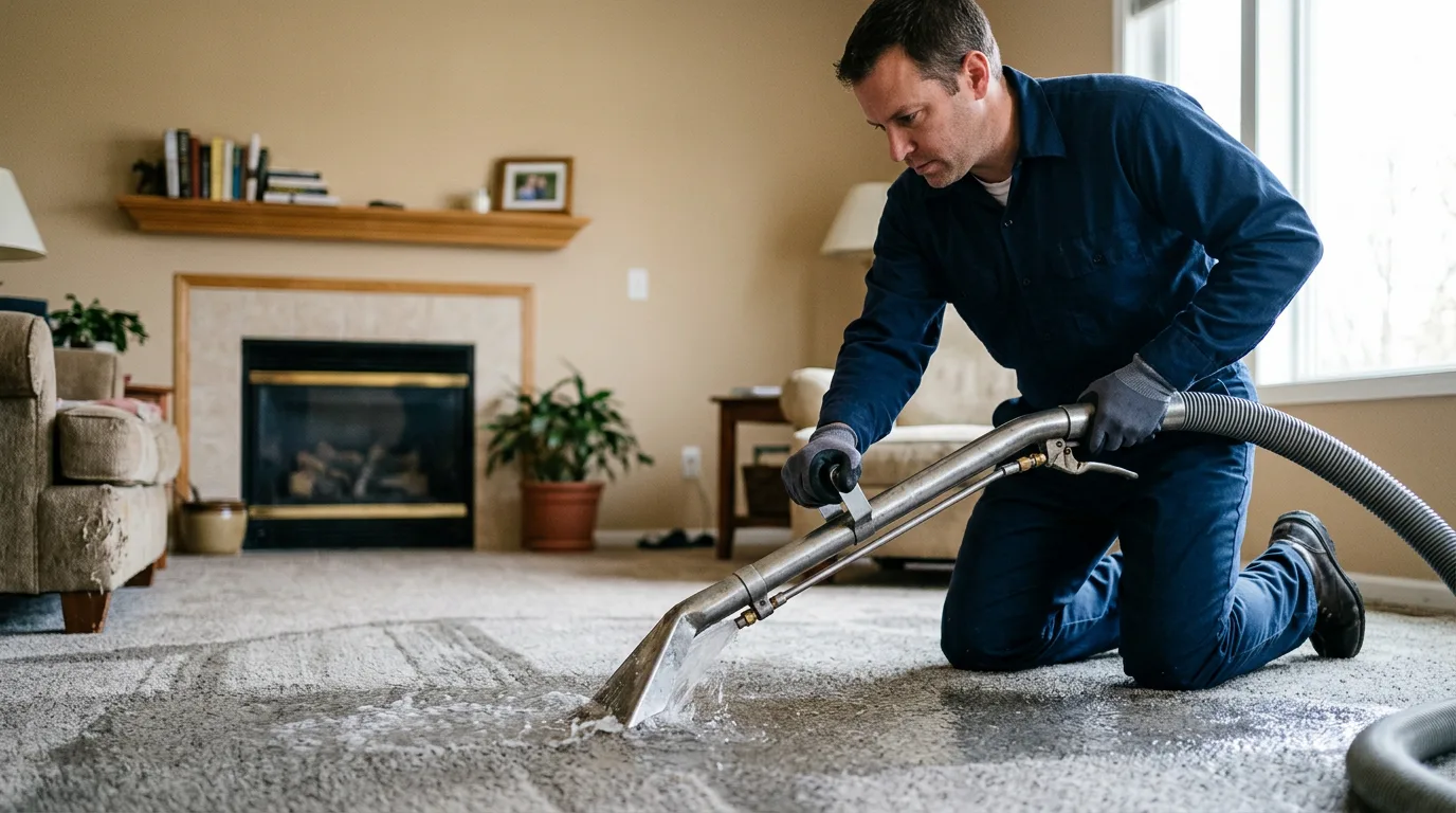 Water damage restoration technician working near Shavertown, PA